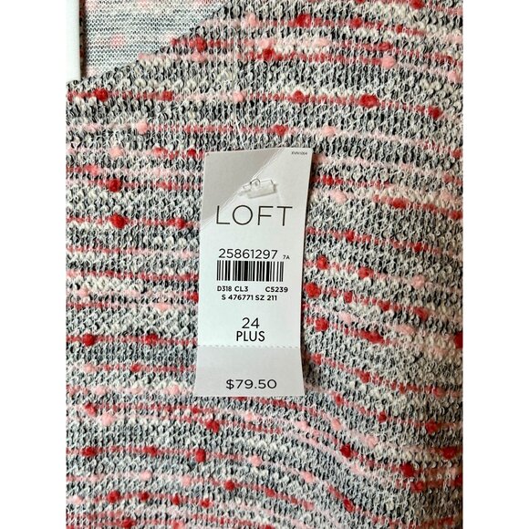 Loft Coral, Pink Boucle Knit Flutter Sleeve Shift Dress Size 24 Plus Sweater Fee - Picture 4 of 10